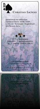 Carte d'invitation pour L'expo Christian Lacroix - verso(IUT SRC)