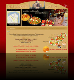 Site vitrine (Joomla) d'un restaurant Indien Meaux - www.restaurant-tasnim.fr